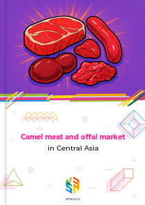 Camel meat and offal market in Central Asia