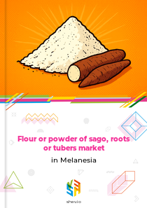 Flour or powder of sago, roots or tubers market in Melanesia