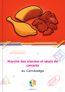 Marché des viandes et abats de canards au Cambodge