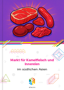 Markt für Kamelfleisch und Innereien im südlichen Asien