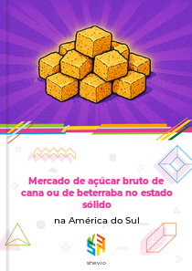 Mercado de açúcar bruto de cana ou de beterraba no estado sólido na América do Sul