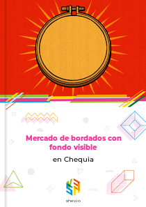 Mercado de bordados con fondo visible en Chequia