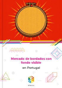 Mercado de bordados con fondo visible en Portugal