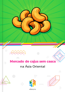 Mercado de cajus sem casca na Ásia Oriental