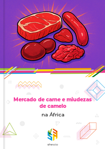 Mercado de carne e miudezas de camelo na África