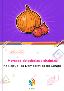 Mercado de cebolas e chalotas na República Democrática do Congo