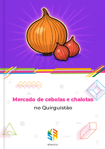 Mercado de cebolas e chalotas no Quirguistão