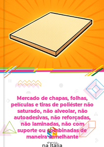 Mercado de chapas, folhas, películas e tiras de poliéster não saturado, não alveolar, não autoadesivas, não reforçadas, não laminadas, não com suporte ou combinadas de maneira semelhante na Itália