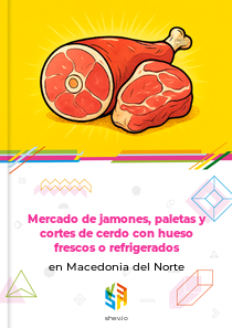 Mercado de jamones, paletas y cortes de cerdo con hueso frescos o refrigerados en Macedonia del Norte