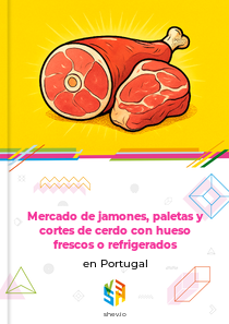 Mercado de jamones, paletas y cortes de cerdo con hueso frescos o refrigerados en Portugal