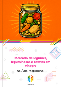 Mercado de legumes, leguminosas e batatas em vinagre na Ásia Meridional
