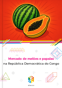Mercado de melões e papaias na República Democrática do Congo