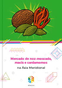 Mercado de noz-moscada, macis e cardamomos na Ásia Meridional
