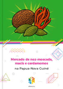 Mercado de noz-moscada, macis e cardamomos na Papua-Nova Guiné