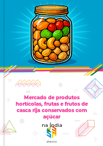 Mercado de produtos hortícolas, frutas e frutos de casca rija conservados com açúcar na Índia