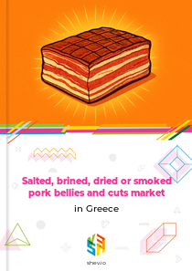 Salted, brined, dried or smoked pork bellies and cuts market in Greece