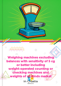 Weighing machines excluding balances with sensitivity of 5 cg or better including weight-operated counting or checking machines and weights of all kinds market in Croatia