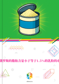在俄罗斯的脂肪含量小于等于1.5%的乳粉的市场