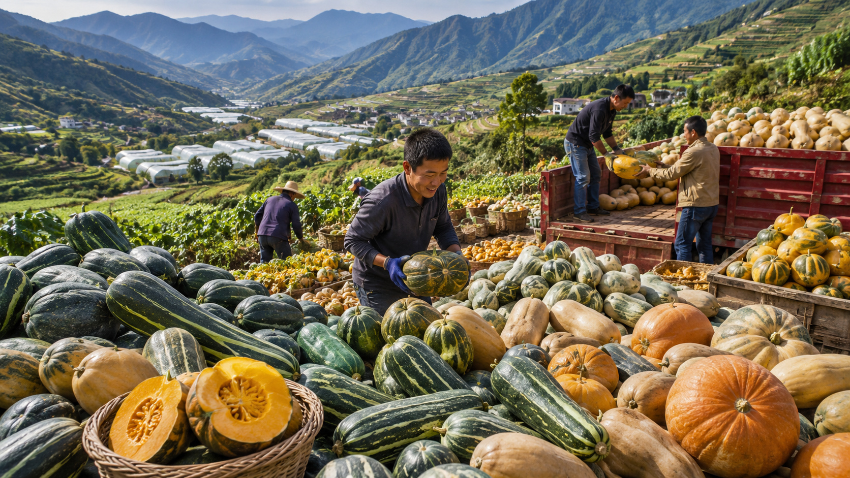 China erzeugt 31,2 % der weltweiten Kürbis-, Zucchini- und Flaschenkürbisernte