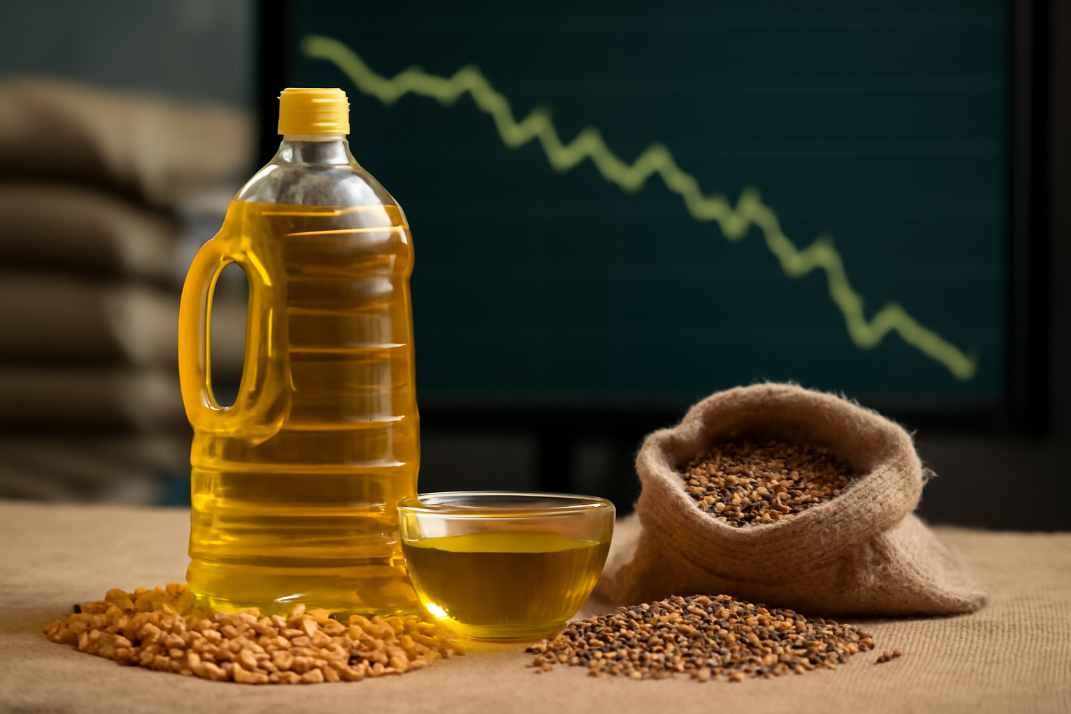 Óleos comestíveis e oleaginosas caem na Índia com fraqueza do mercado global
