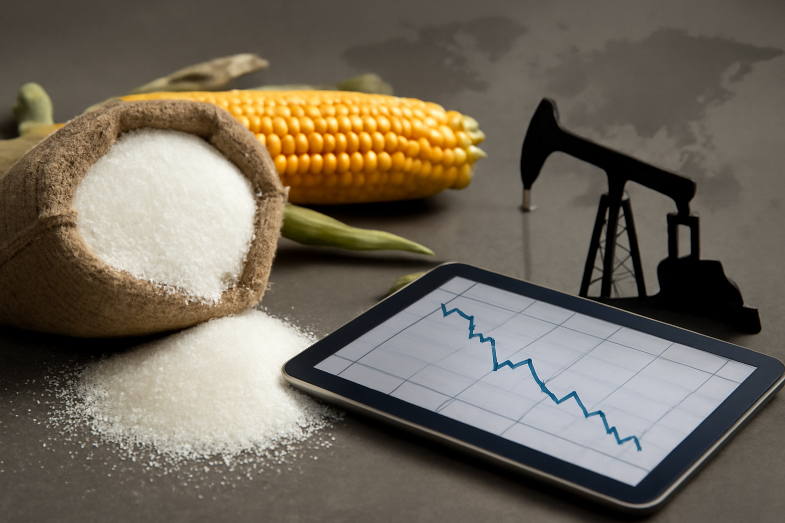 Sugar futures slide as crude oil weakness curbs ethanol demand