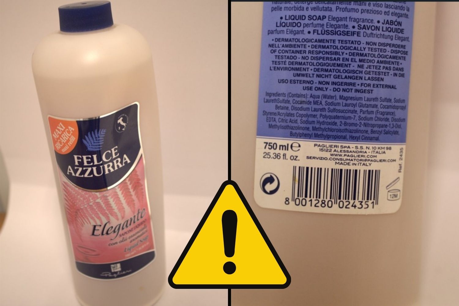 Italia retira el jabón líquido Felce Azzurra por el Lilial, prohibido en la UE
