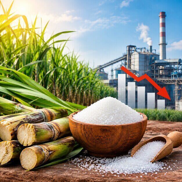 USDA recorta un 14% la previsión de producción de azúcar de India para 2026-27